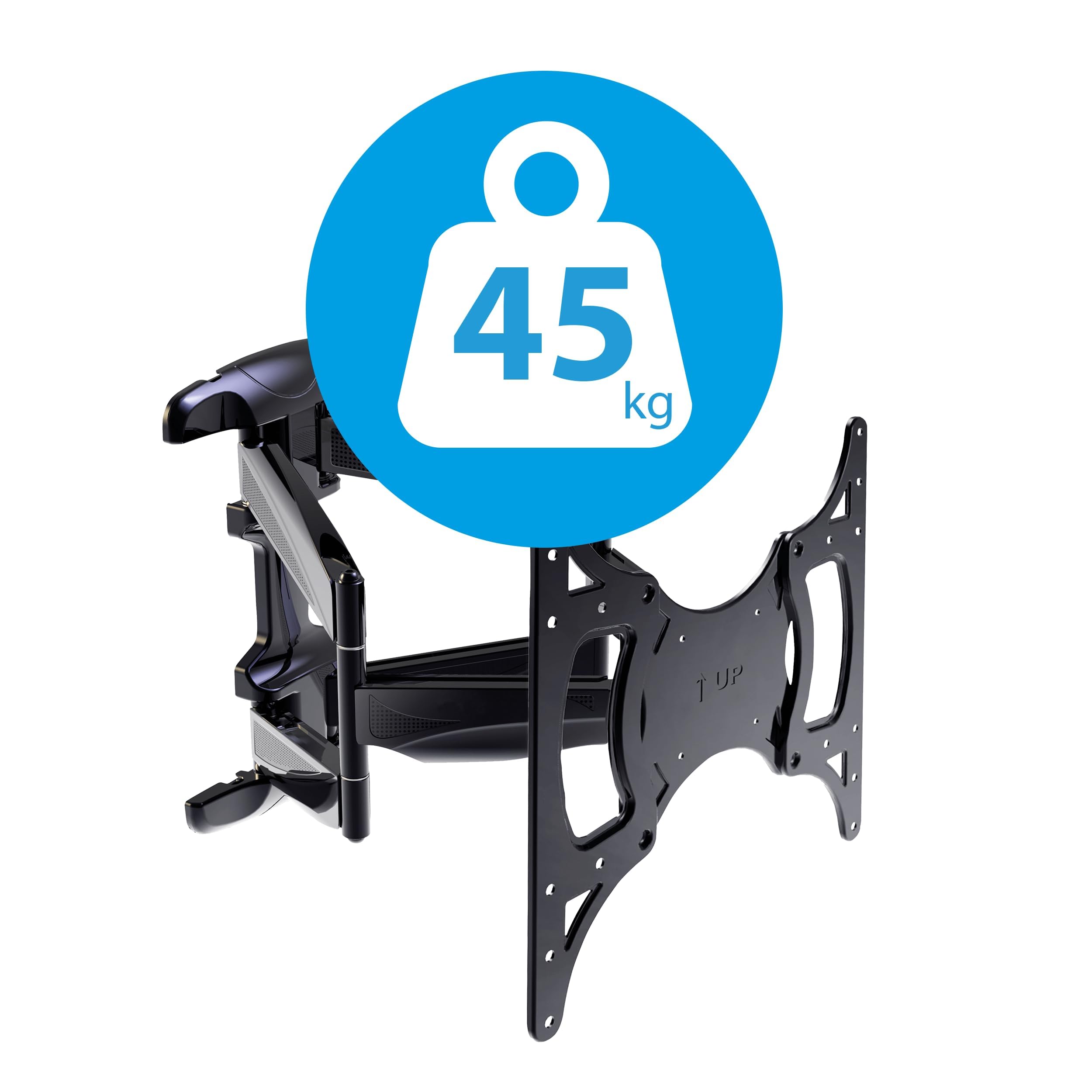 TechniSat TECHNIMOUNT FLEX - support mural flexible pour téléviseur à écran plat (charge de 45kg, inclinaison de l'écran, passage des câbles intégré, mesure VESA, niveau à bulle, pivotant, extensible)
