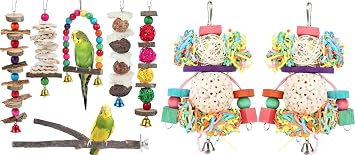 Conure Toys Bird Toys Hanging Natural Soft Sola Ball Beak Chew Shred Forage Toys for Parrots,Cockatiel,Conure,Love Birds,Parakeets,Budgie and Other Small Birds