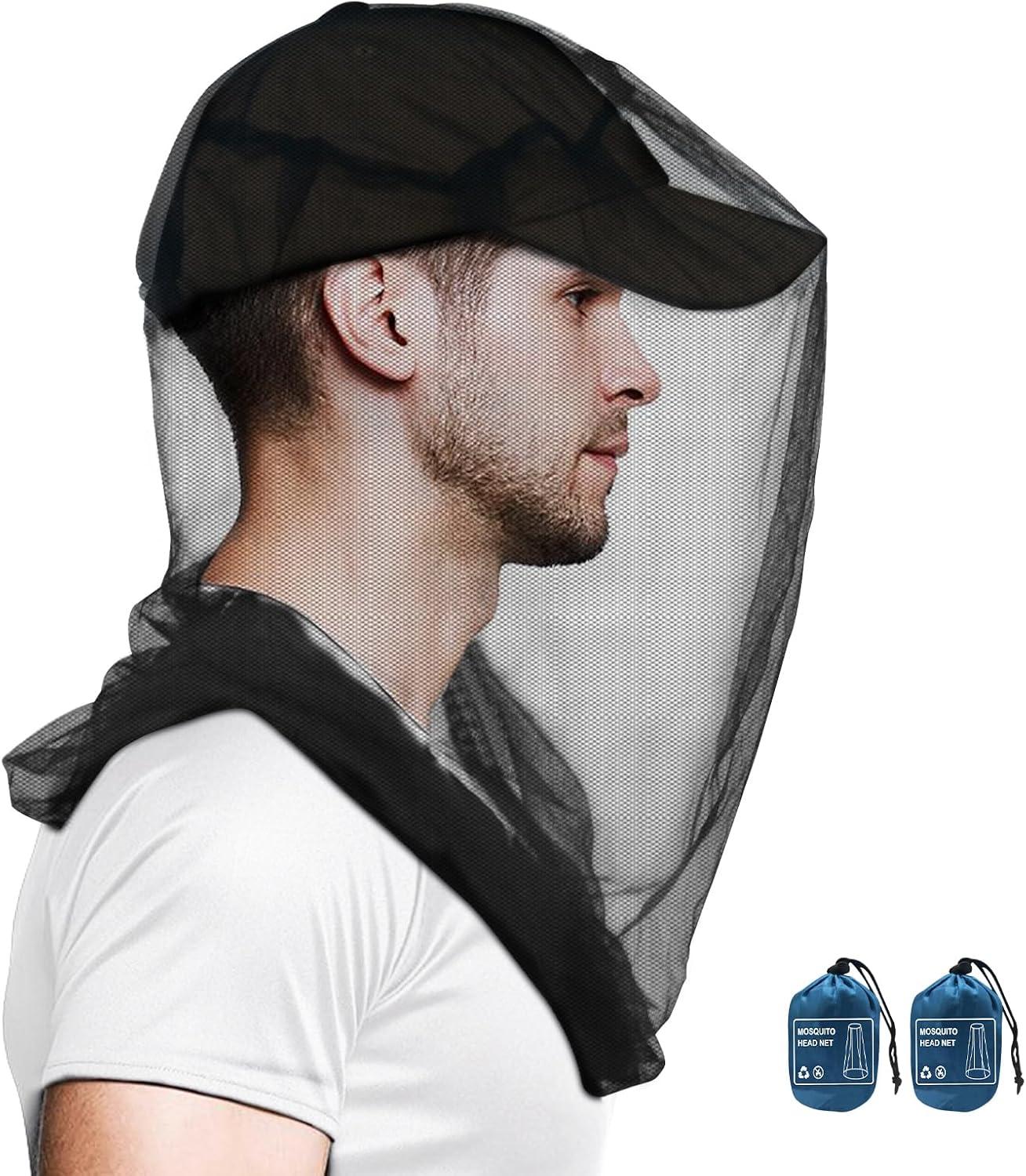 Mosquito Head Net for Insects, 2 Pack, Premium Bug Net for Head, Fly & Bug Protection | Ultra Large & Long, Finest Holes for Camping, Hiking, Fishing, Gardening, Fits All Hats for Men & Women Mosquito Head Net for Insects, 2 Pack, Premium Bug Net for Head, Fly & Bug Protection | Ultra Large & Long, Finest Holes for Camping, Hiking, Fishing, Gardening, Fits All Hats for Men & Women