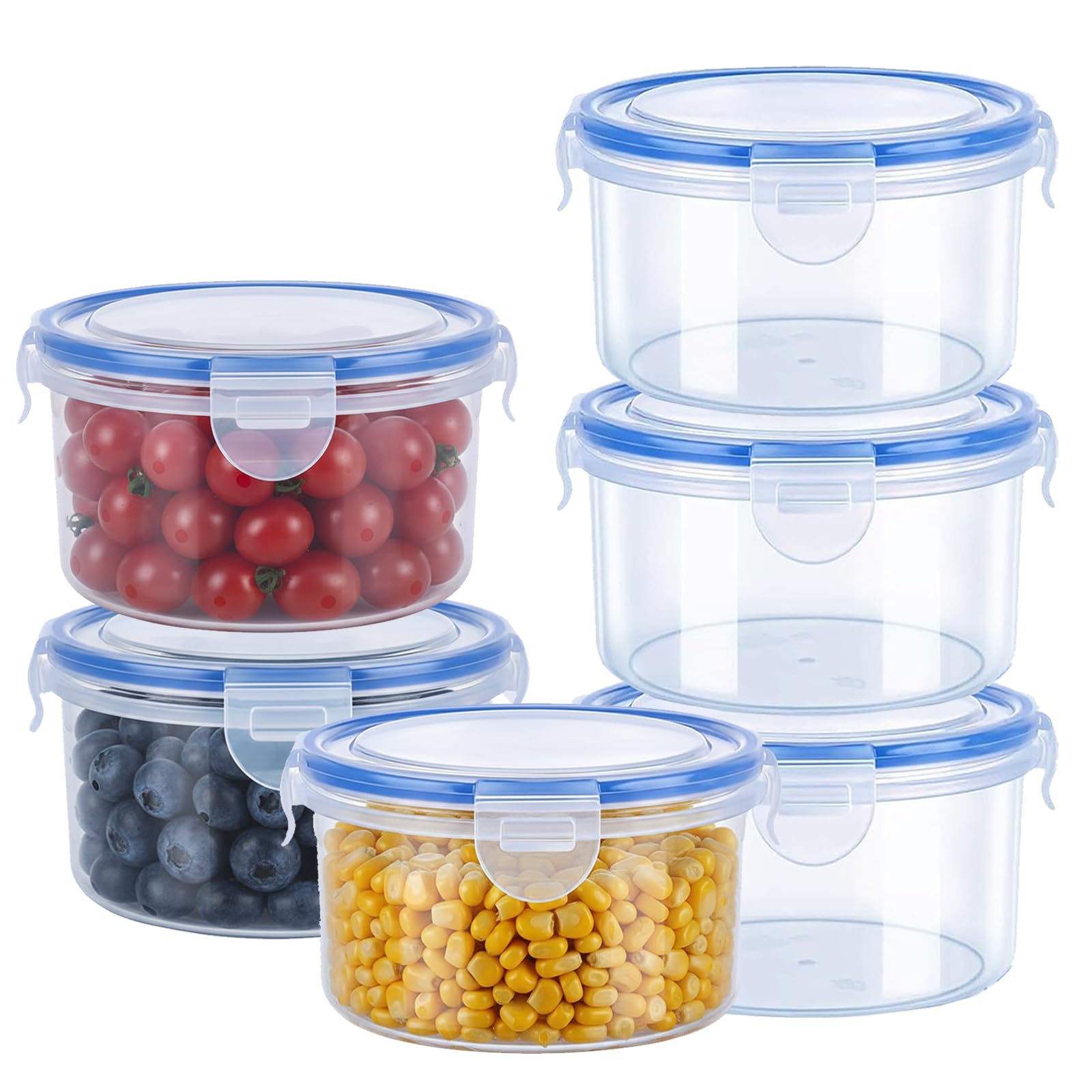 Food Storage Containers with Lid, 300ML Reusable Snack Pots with Clip Lock