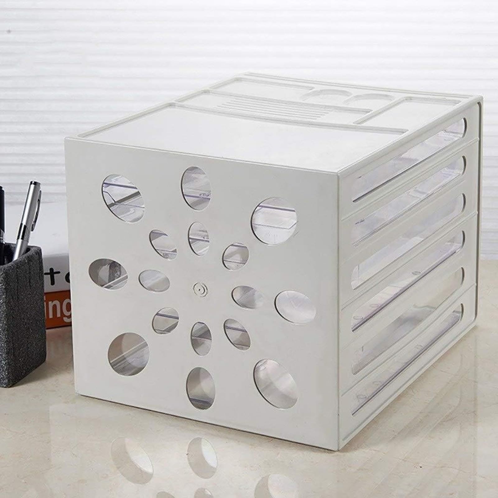 Rangement Bureau Boîte De Rangement Multicouche Pour Dossiers A4, Classeur À Tiroirs Transparents, Organiseur De Bureau À Coque Creuse Pour Documents