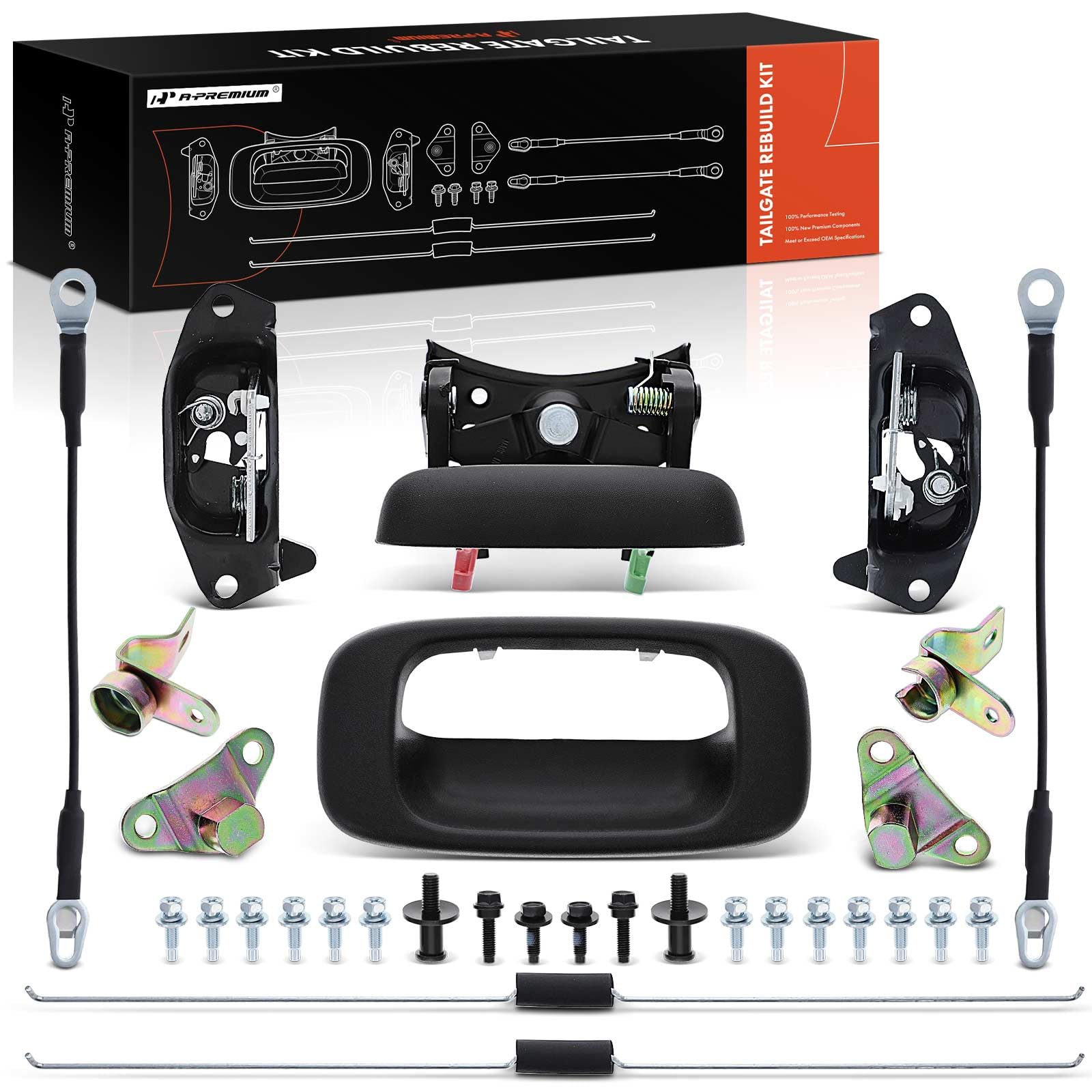 A-Premium Tailgate Plastic Handle Latch Hardware Rebuild Kit Compatible with 1999-2007 Chevrolet Silverado & GMC Sierra, Rear Tail Gate Parts Lock