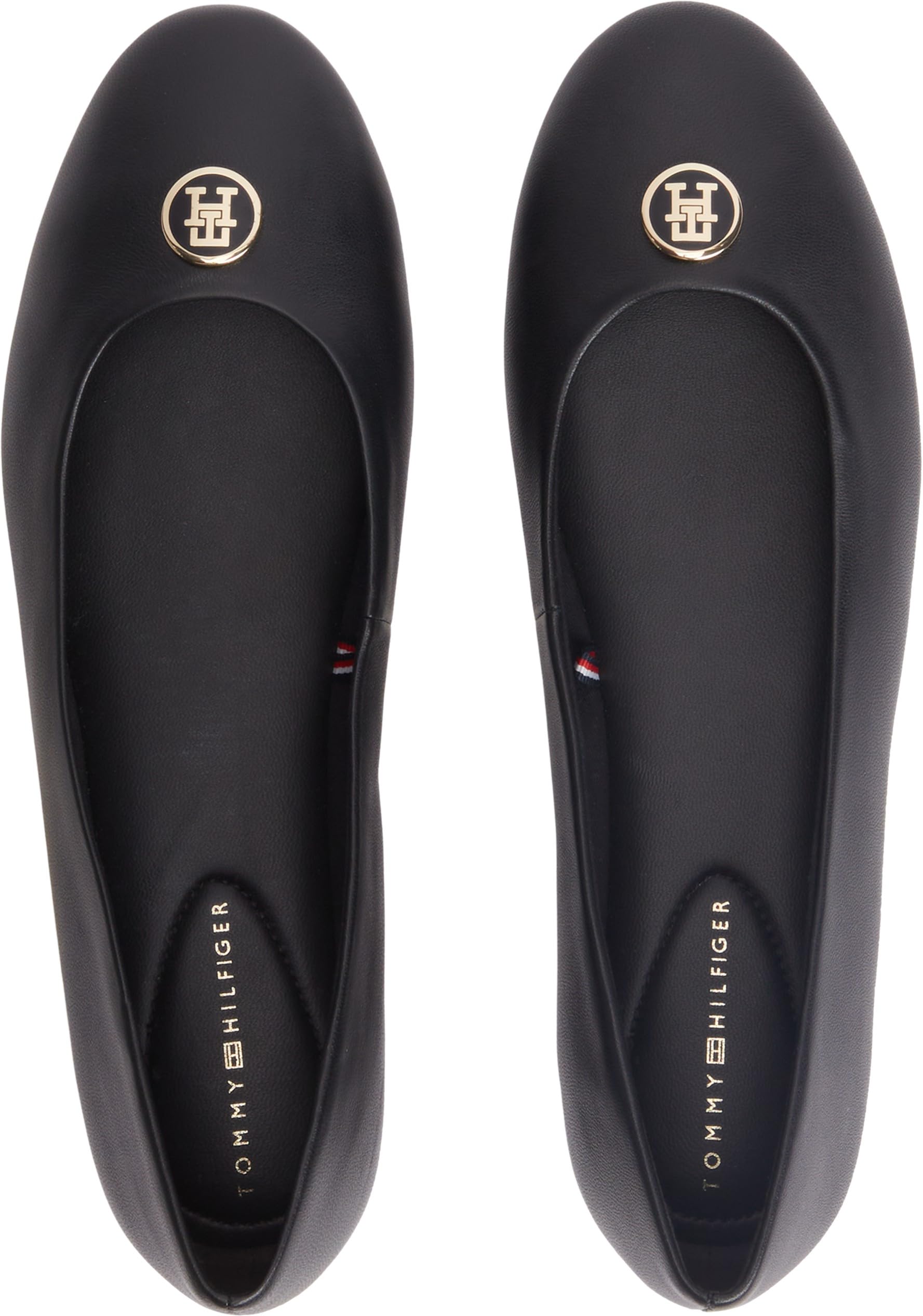 Tommy Hilfiger Damen Th Plate Leather Ballerina Fw0fw09374 Ballerinas