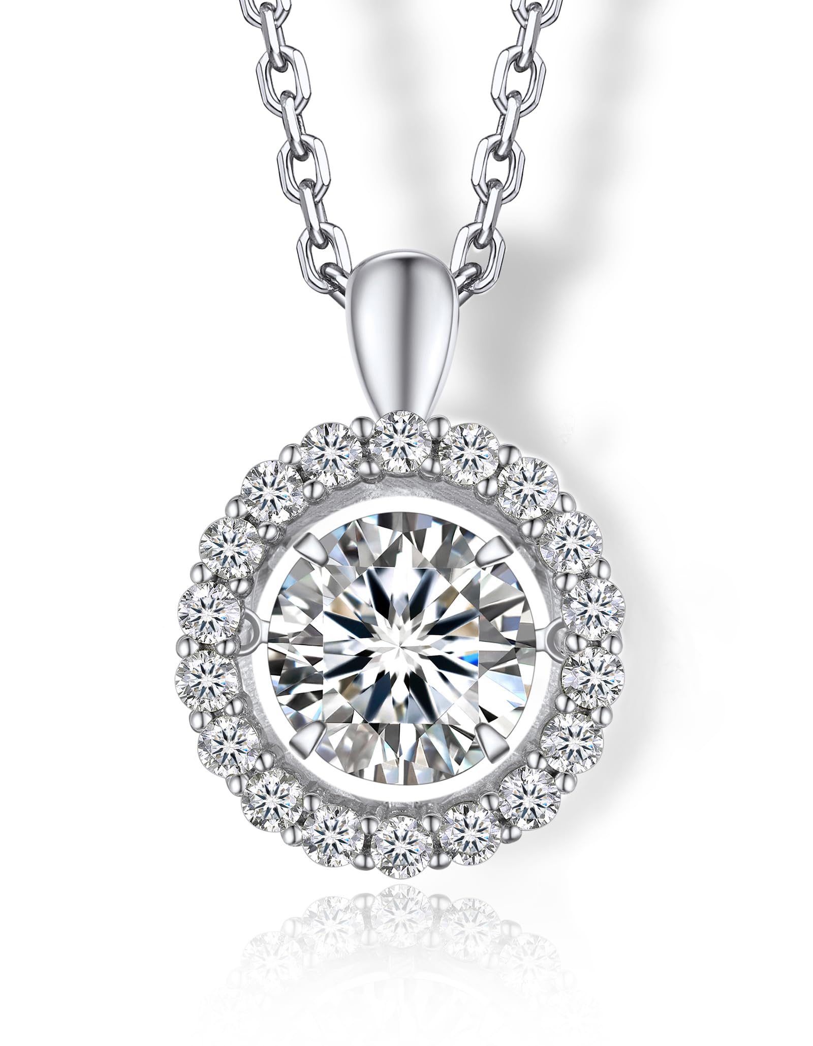 MomentWish Necklace for Women, Sparkling Gift for Her, 1Carat Moissanite Heart Pendent for Her, 925 Sterling Silver Dance Necklace for Anniversary Christmas Valentines