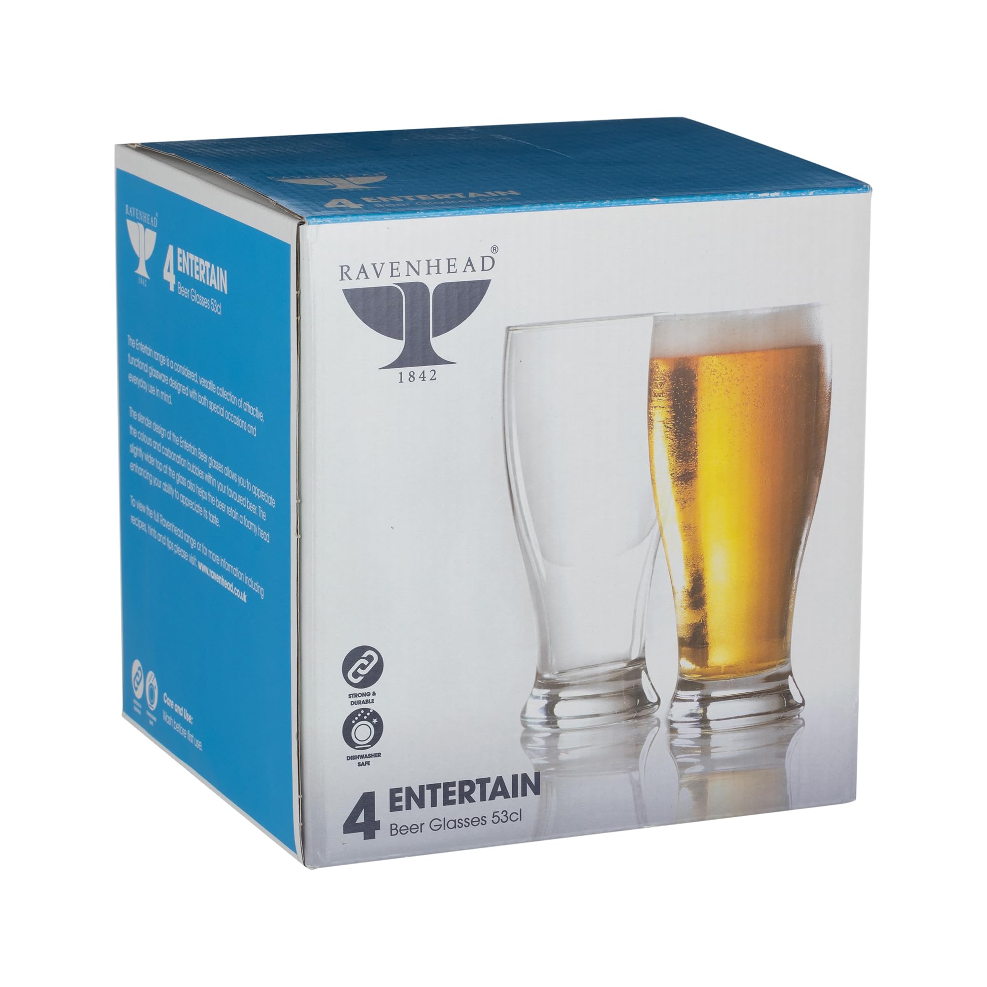 Ravenhead Premium Beer Glass Set of 4, 530 ml (Transparent) 1