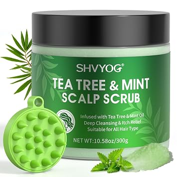 Tea tree scalp peeling hair peeling with mint cleansing and nourishing scalp oil regulating tea tree shampoo prevention of hair loss scalp peeling with scalp massage device 300g / 1058oz