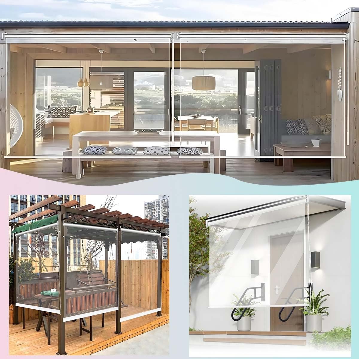 Store Enrouleur Exterieur Transparent PVC Store Thermique Isolant Imperméable Rideau Enrouleur Fenetre Stores Salle de Bain Balcon 50 60 70 75 80 90 100 110 120 130 140 150 160cm(110x120cm)