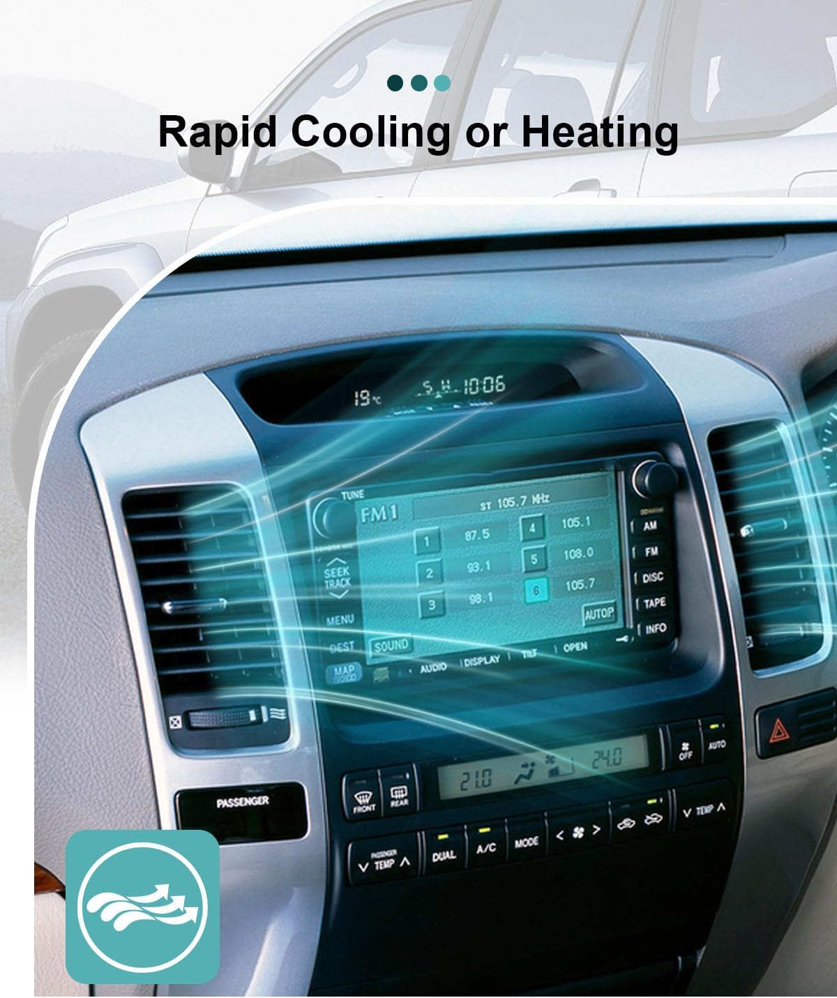 Center Dash A/C Outlet Vent Grille Panel Replace 55474-60040 Fit for Toyota Land Cruiser Prado J120 2002-2009, Fit for Lexus GX470 2003-2009, Silver Dashboard Air Conditioner Duct