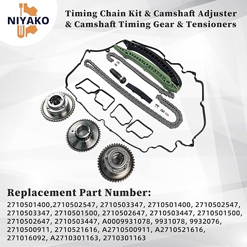 Miniatura 4 de Kit de cadena de distribución, ajustador de árbol de levas y engranaje de sincronización del árbol de levas Reemplazo # 2710503347 2710501400