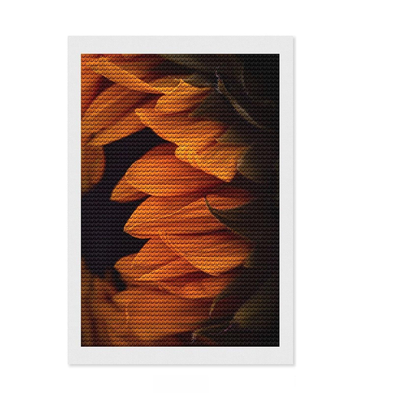 Junmoney Golden Petals Full Drill Diamond Painting Kit 8"x12", for Beginners, Relaxing DIY, Full Kit Included, Thoughtful Present