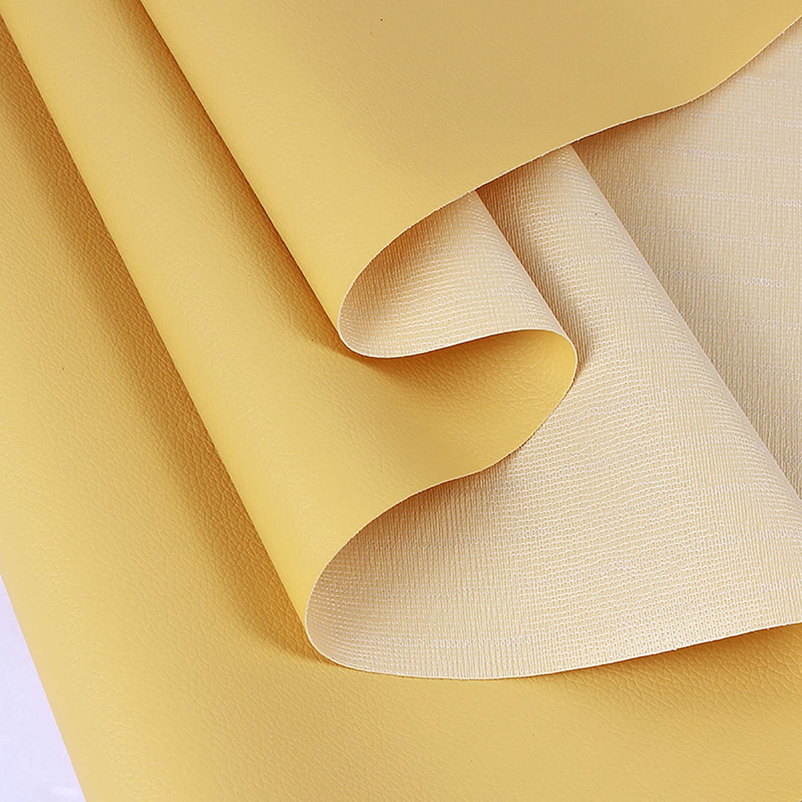 Tissu similicuir PVC jaune 1.38x5m coupon faux cuir DIY
