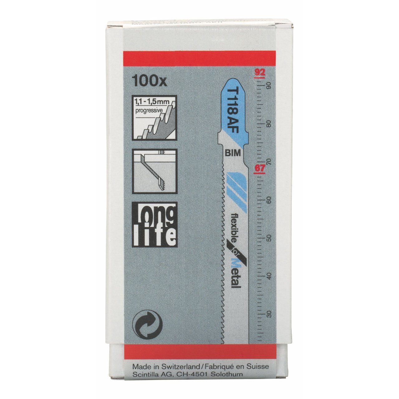 Bosch Professional 100x Lame per seghetto alternativo T 118 AF Flexible for Metal (per Lamiere di acciaio, accessorio Seghetto alternativo)