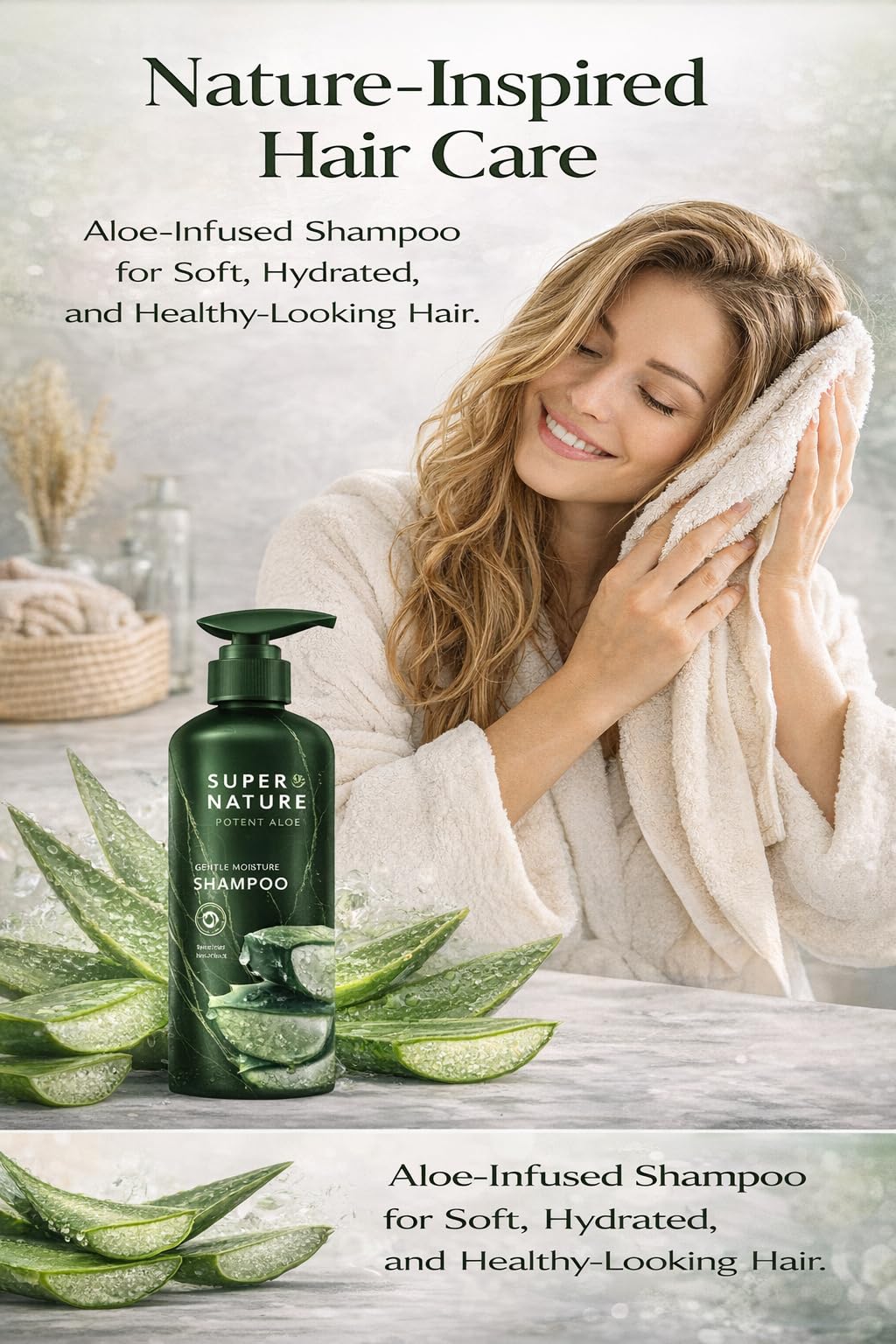 Super Nature Aloe Moisture Shampoo, Sulfate, Paraben & Dye Free