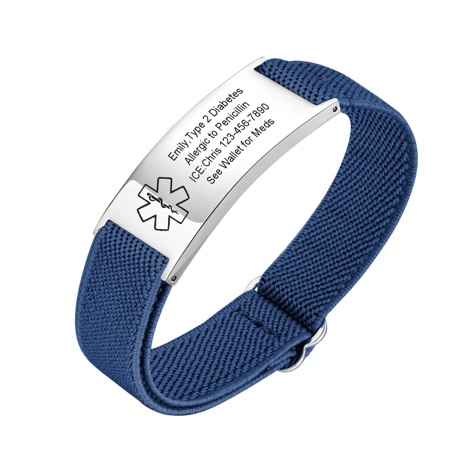 VNOX Medical Alert Bracelets for Men &amp; Women Kids with Free Engraving Adjustable Stainless Steel Mesh Emergency Medical ID Bracelets Wristband