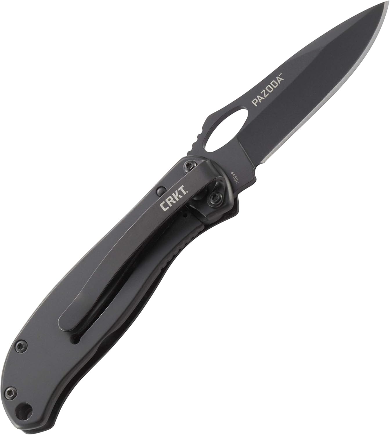 CRKT Pazoda Black Folding Pocket Knife, Plain Edge 6480K
