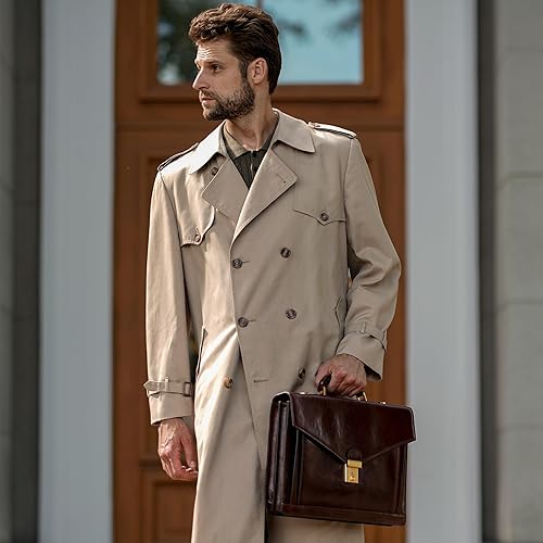 Miniatura 3 de Time Resistance Leather Briefcase for Men - Business Laptop Bag - Italian Handmade Leather Bag - Attache - Gift Box Included