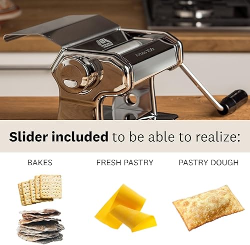 Miniatura 3 de Marcato Atlas - Rodillo deslizante para pasta de pasta, incluye rodillo de 5.906 in con manivela e instrucciones (idioma español no garantizado)