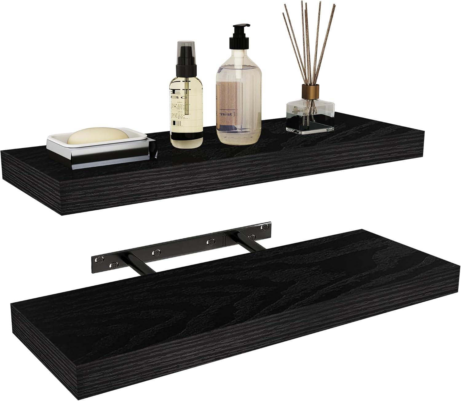 Vervida® 24 Inch Floating Shelves | Extra Deep & Thick Heavy-Duty Wall Storage for Bedroom/Living Room | Stylish Modern Design, Easy Install, Hidden Bracket Shelves (2 Pack)