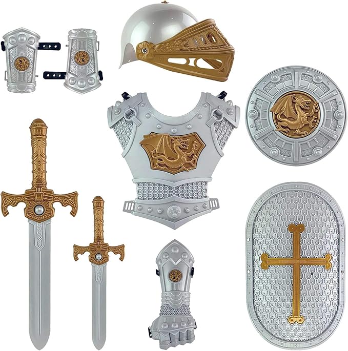 Medieval Knight in Shining Armor Pretend Role Play Plastic