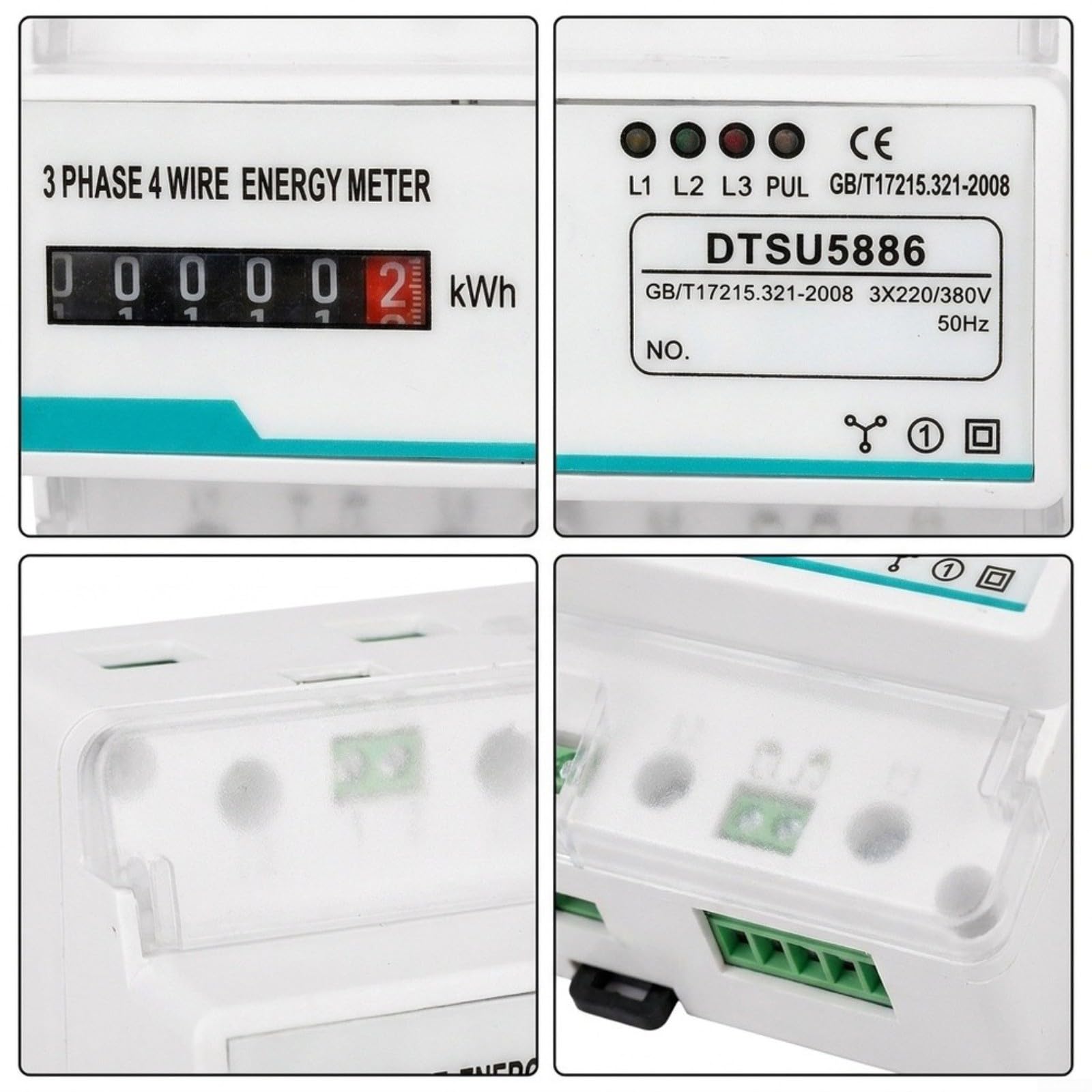 3-Phasen-Stromzähler 100A Hutschiene Dreiphasen-Energiemessgerät 220/380V