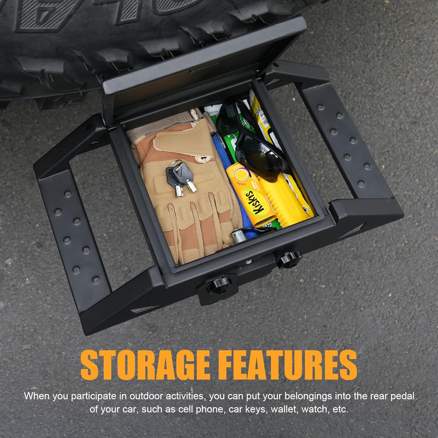 MAIKER Anti-Theft Hitch Step for 2" Receivers - Secure Rear Bedstep with Bumper Protection - Lockbox Storage & All-Terrain Durability,for Trucks, SUV and More