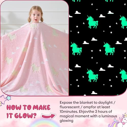 Miniatura 5 de Touchat Manta de dinosaurio que brilla en la oscuridad, manta de franela suave y acogedora para cama, sofá, regalos únicos para niños y niñas en