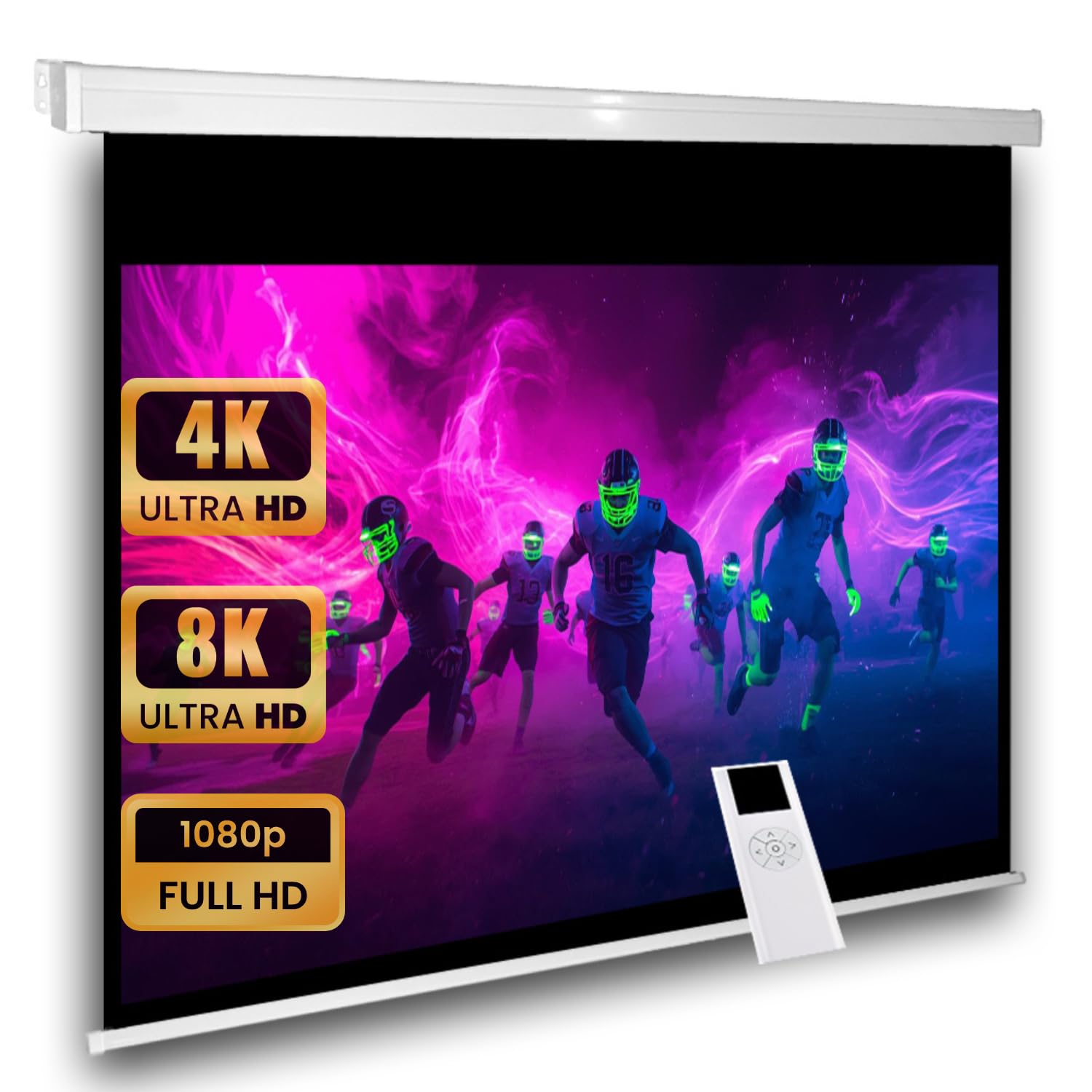 SlenderLine Schermo Motorizzato 220x220cm 1:1 &ndash; Telecomando, 1.2 Gain, 4K Ultra-HD, Per Home Cinema E Presentazioni