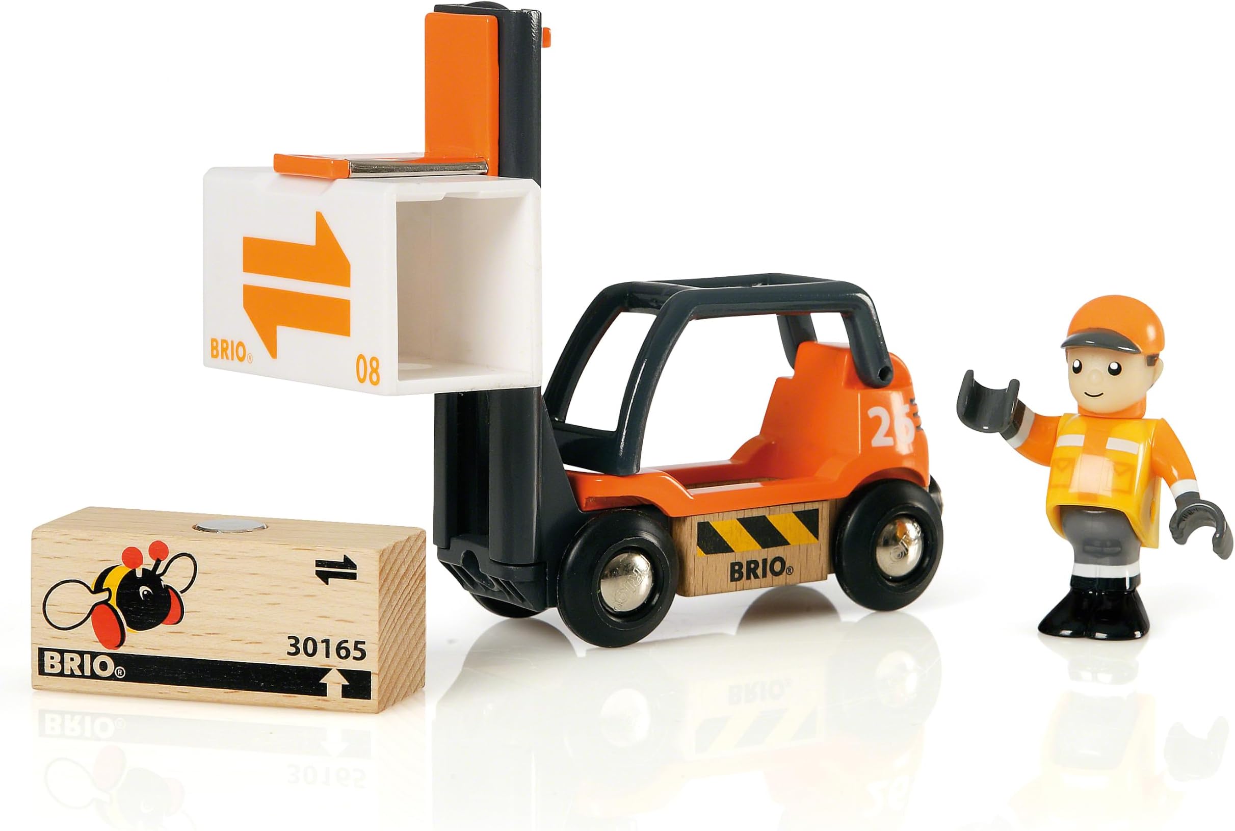 BRIO World 33573 - Wooden Toy Train Fork Lift Set - Interactive Play for Toddlers | Enhances Motor Skills | Safe & Compliant with All Safety Standards | Ideal for Kids Ages 3 and Up