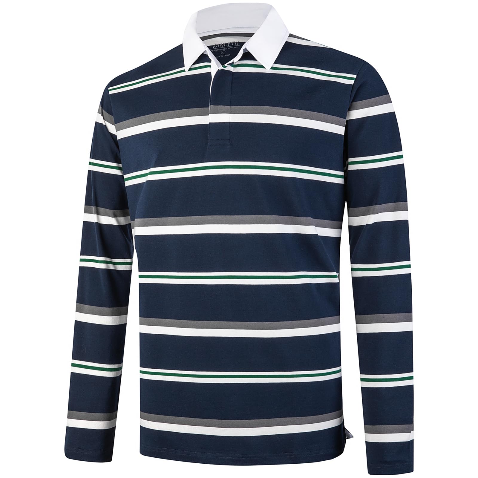 Mens Polo Shirts Long Sleeve Moisture Wicking Collared Golf Striped Rugby  Polo Shirts for Men
