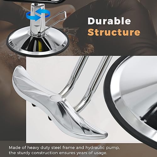Miniatura 5 de Veemuaro Silla de salón para estilista silla hidráulica de altura ajustable con bomba hidráulica resistente silla de peluquería giratoria de 360