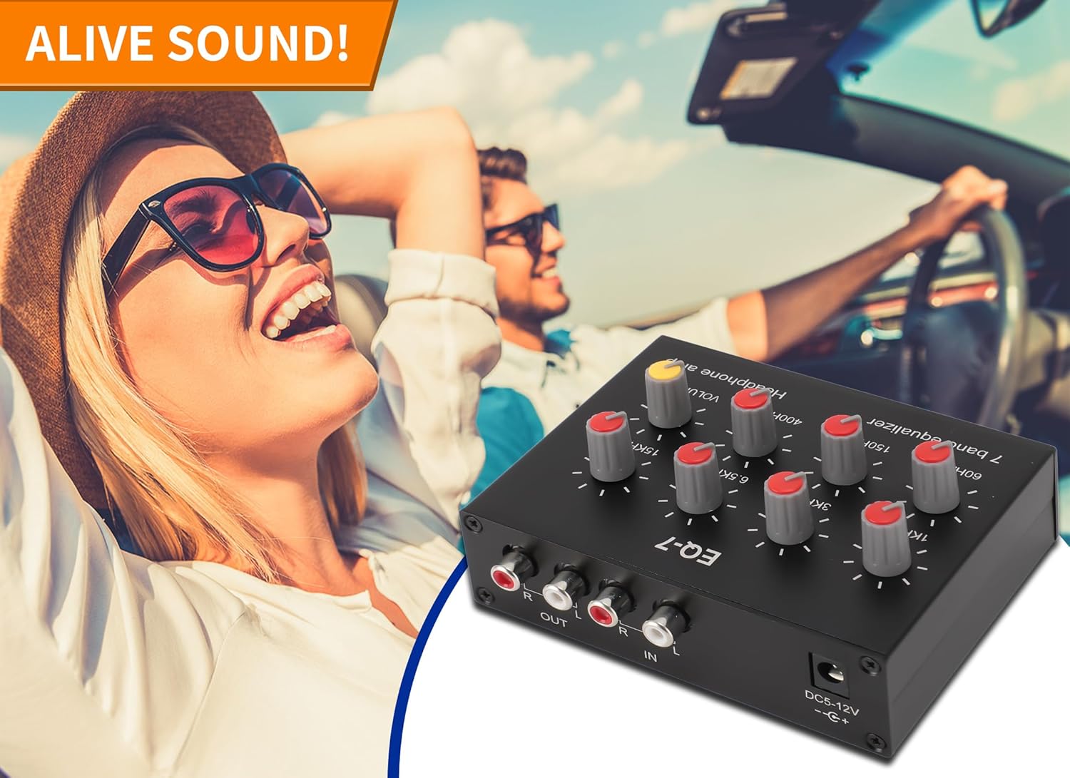 Gugxiom EQ-7 7-Band Digital Audio Equalizer with specifications listed