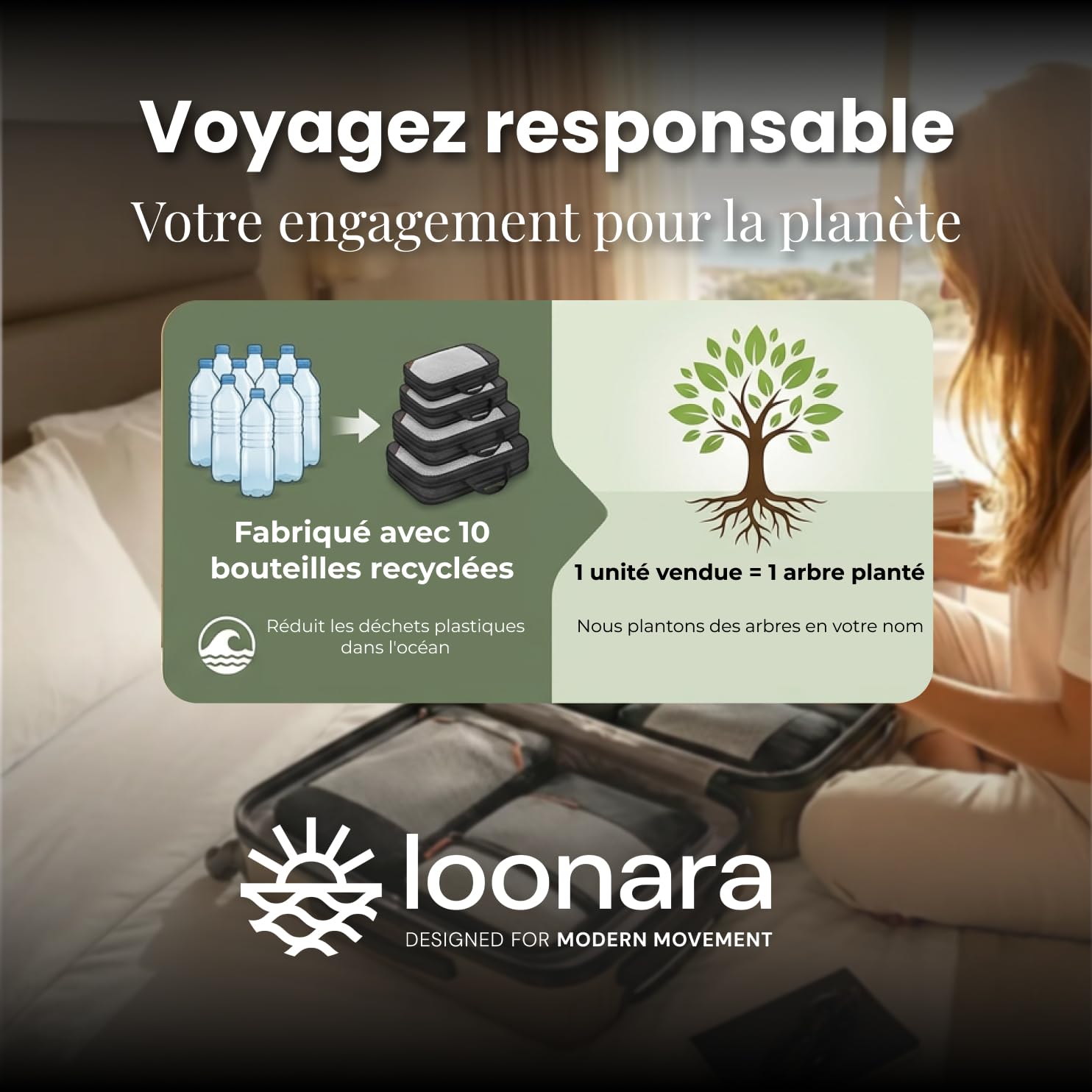 LOONARA Sacs de compression pour valises et sacs à dos [7 pièces] - Cubes compressibles, organiseurs bagages, sacs de voyage, accessoires camping et randonnée (Ardoise Alpine - Gris)