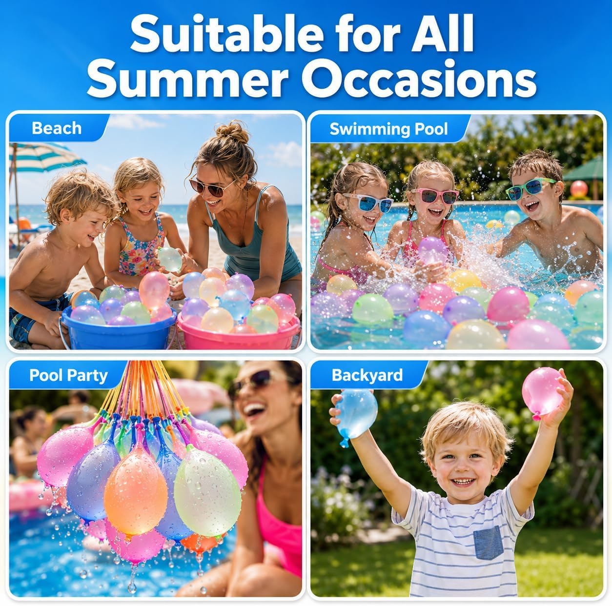 333 Ballons D'eau à Fermeture Automatique – Remplissage Rapide – Couleurs Variées – Jeux D'été Piscine, Plage, Jardin