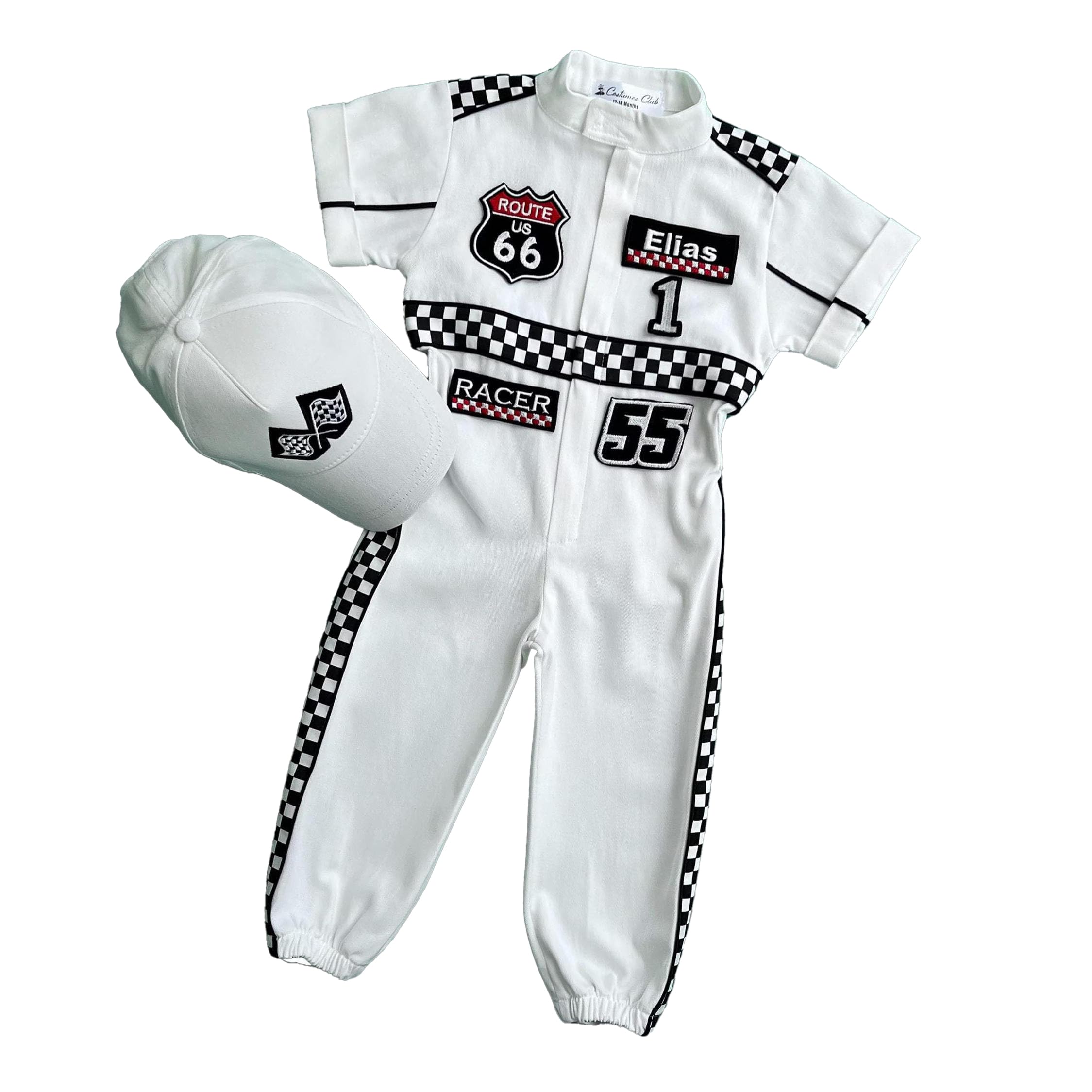 Costumes Club Personalized Handmade Race Car Driver Costume for Toddlers (3T, Pure White) — image 1