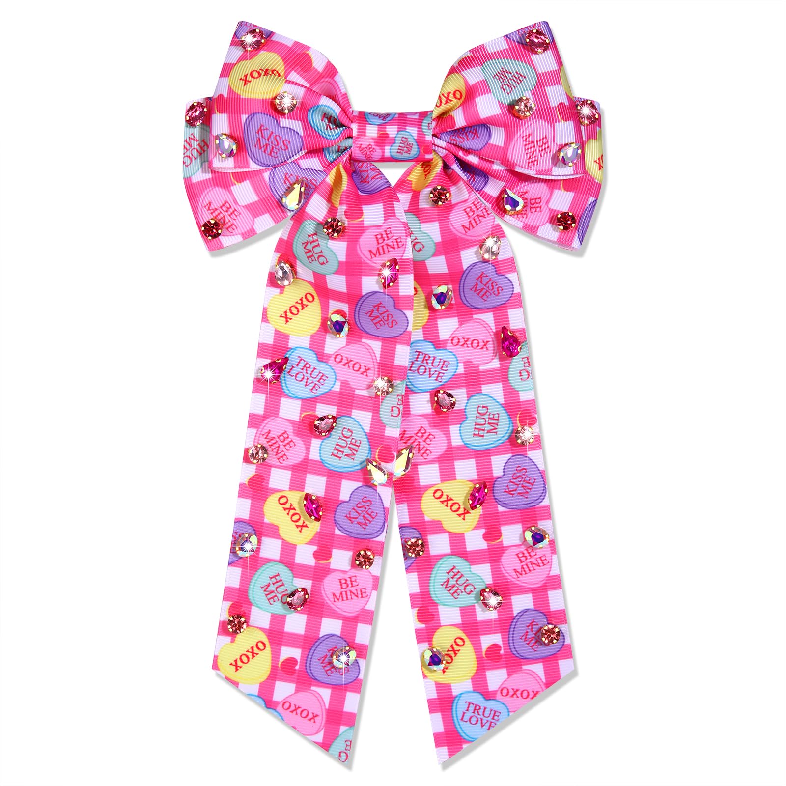 Fiocchi Per Capelli Da Donna Per San Valentino Con Cuore Per Conversazione, Fermagli Per Capelli Gioiello Xoxo Love Nastri Per Capelli Fermagli Per Capelli Rossi E Rosa Fiocchi Per San Valentino-image