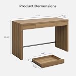 SICOTAS Computer Desk Writing Table - 47-Inch Home Office Executive Desk with Drawer, Farmhouse Study Desk with Storage,Boho Makeup Vanity Table for Bedroom Dormitory (Reclaimed Caramel Oak, 1 Piece)