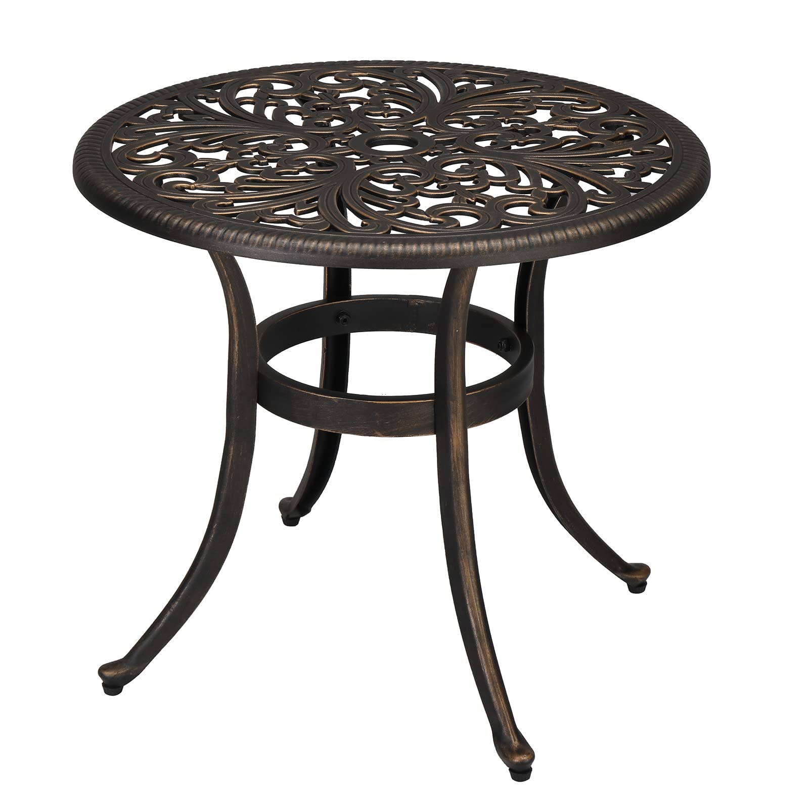 VINGLI Cast Aluminum Outdoor Side Table, All Weather Patio Side Table Outdoor End Table for Patio, Porch, Deck, Garden (Bronze)