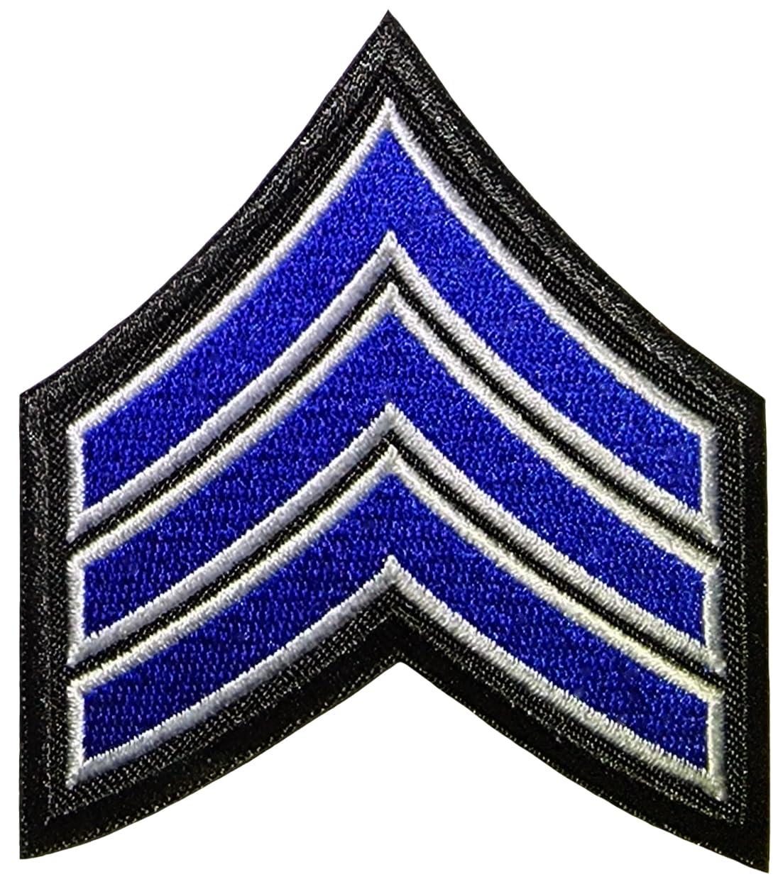 PapapatchPapapatch Chevrons Sergeant E-5 Stripes US Army Rank Sew on Iron on Shoulder Embroidered Applique Patch - Black and Blue (IRON-E5-BKBL)
