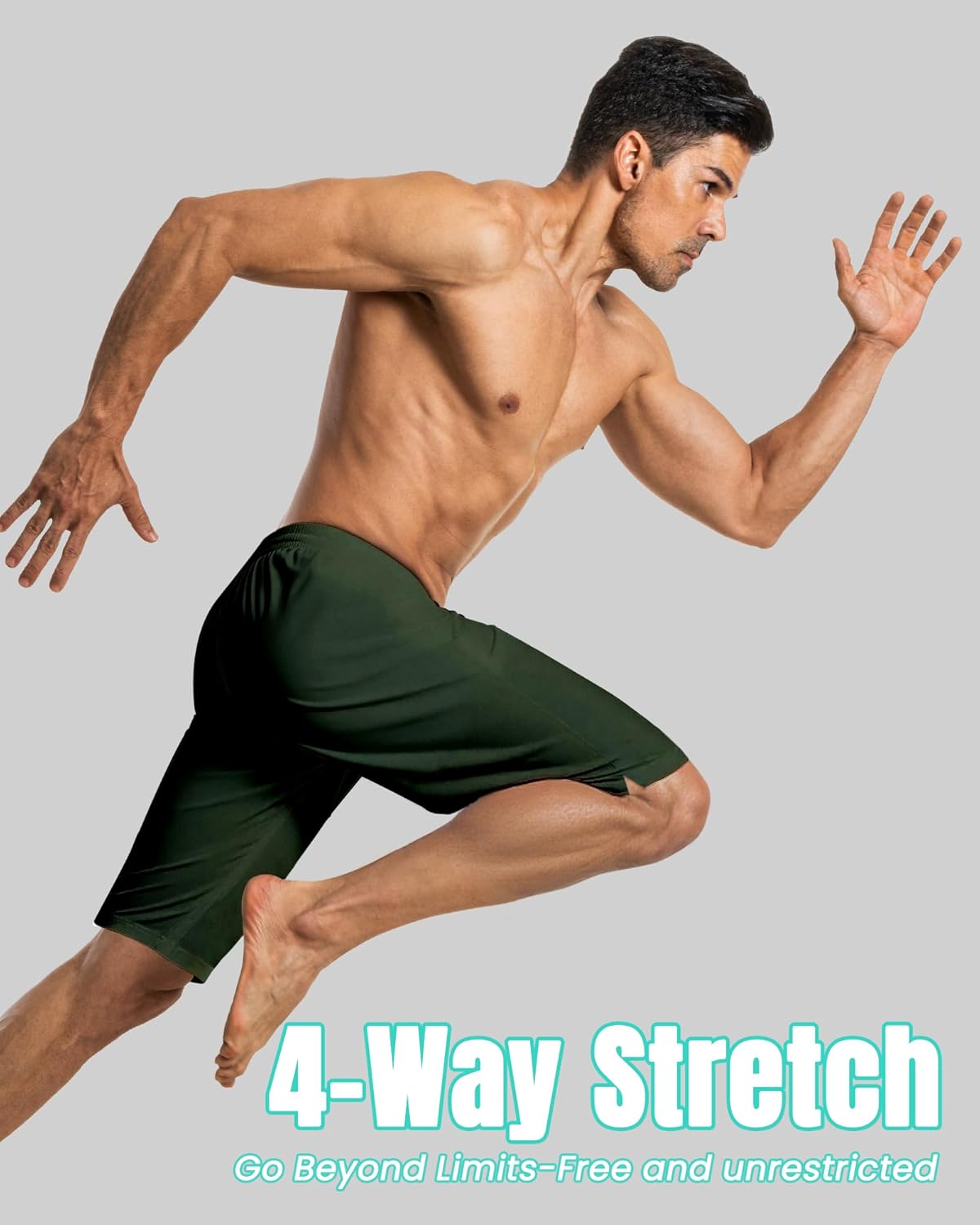 Men Swim Trunks with Compression 9 Inches Breathable Liner Quick Dry Zipper Pockets for Board Beach Gym Running - Image 3