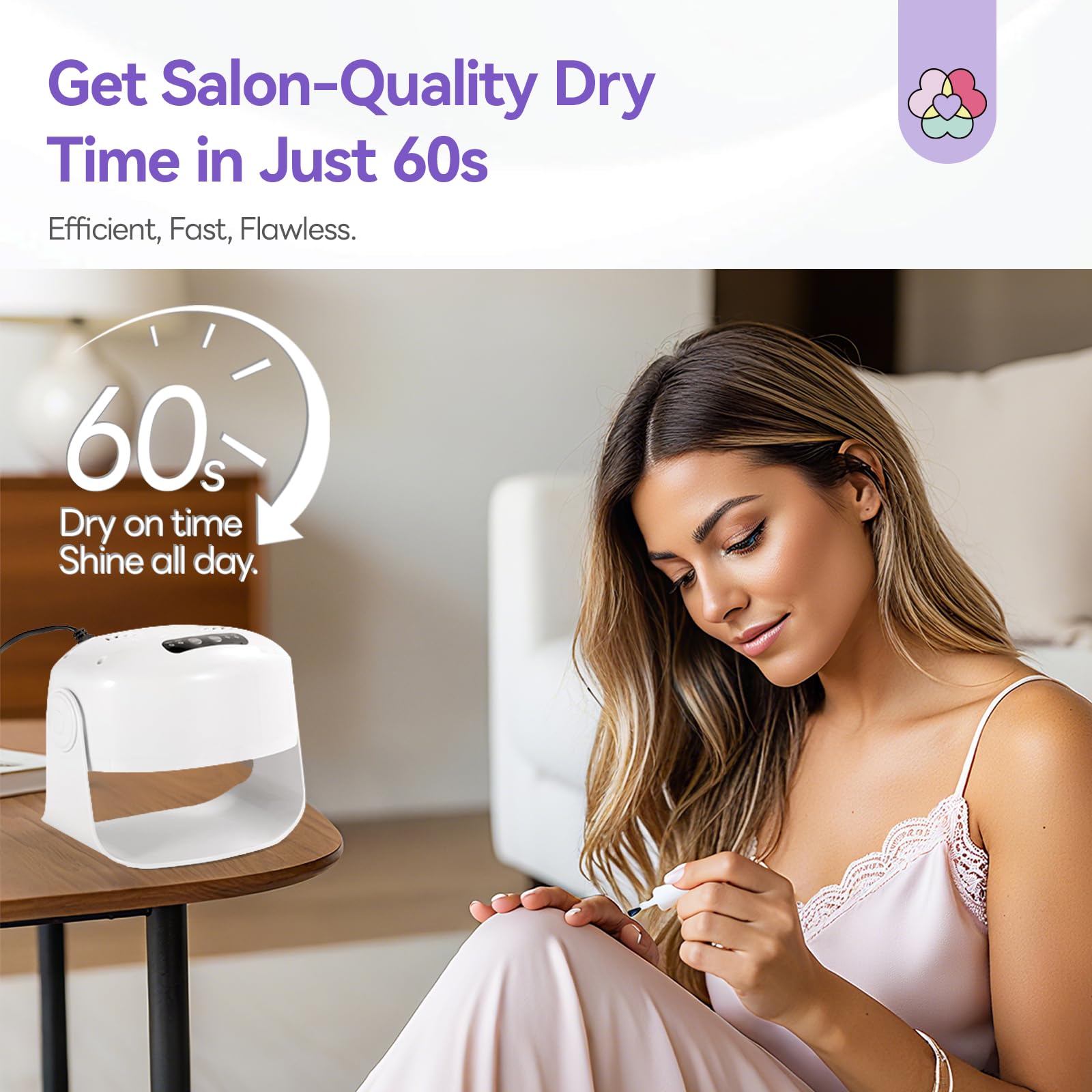SAVILAND Essentials 600W Fast Nail Dryer: 6X Fast Drying Nail Polish Dryer for Regular Polish Nail Fan With Adjustable Angle Fingernail Dual Heating & Cooling Modes Dry Nail Dehydrator for Salon White - Image 3