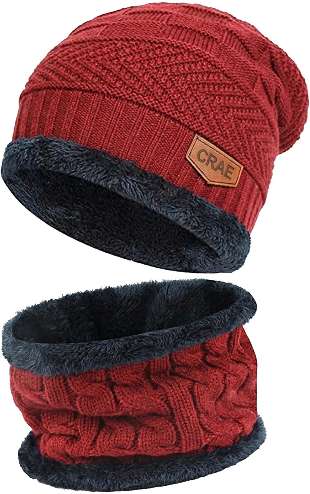 Mens Sports Winter Knit Neck Warmer Scarf and Set Skull Cap for Men Women/Winter Cap for Men (2 Piece Combo)-image-49