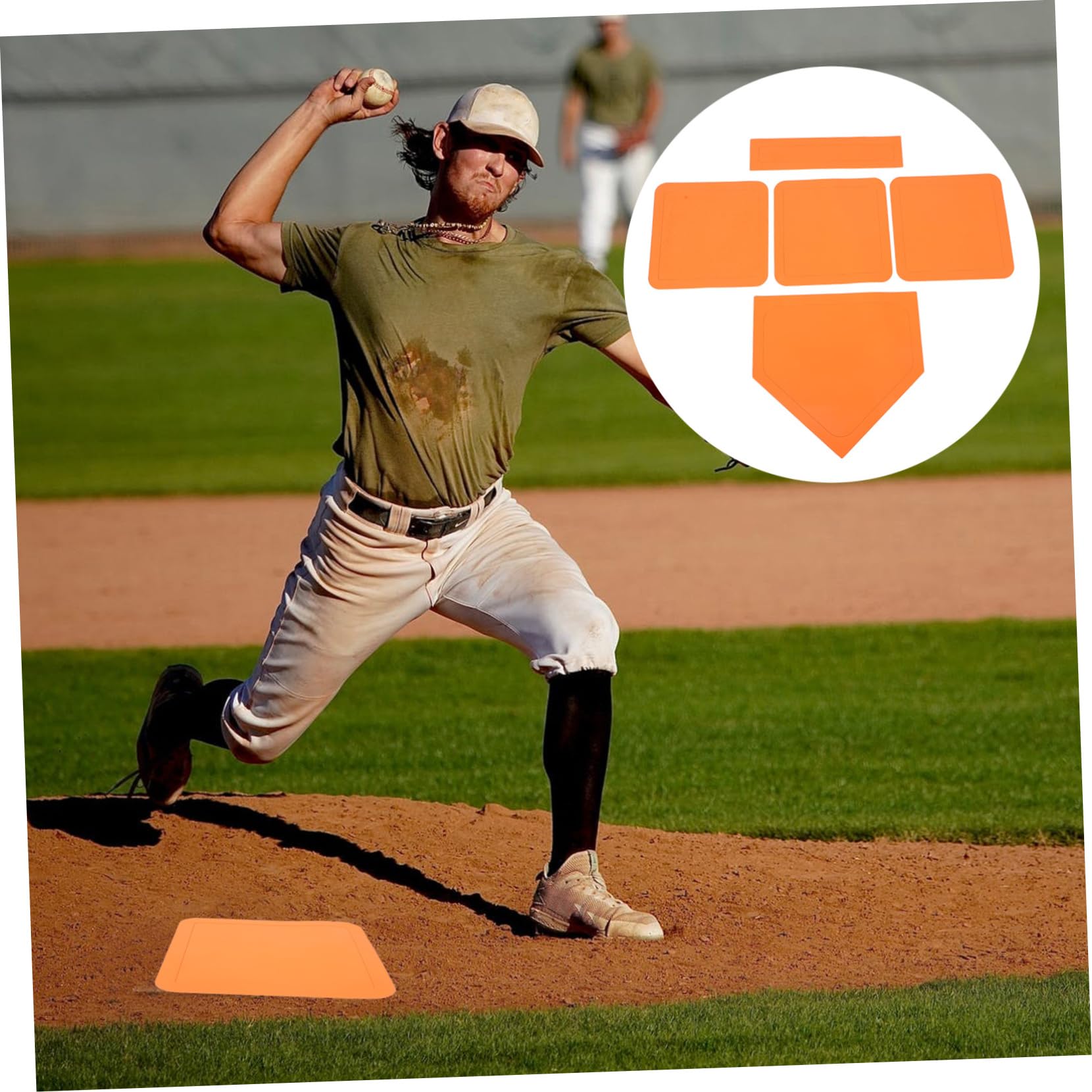 YARNOW Lot de 5 Plaques en Caoutchouc Imperméable pour Entraînement de Softball et Baseball, Base et Tapis de Lancer Stables, Terrain de Jeu