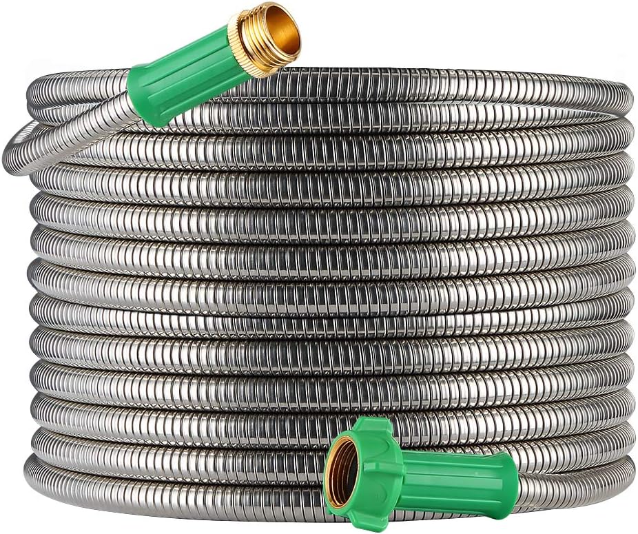 Metal Expandable Garden Hose 50 Ft Lightweight & Heavy Duty Pocket Hose Flexible Retractable Drinking Water Safe Hose 3/4” Outdoor