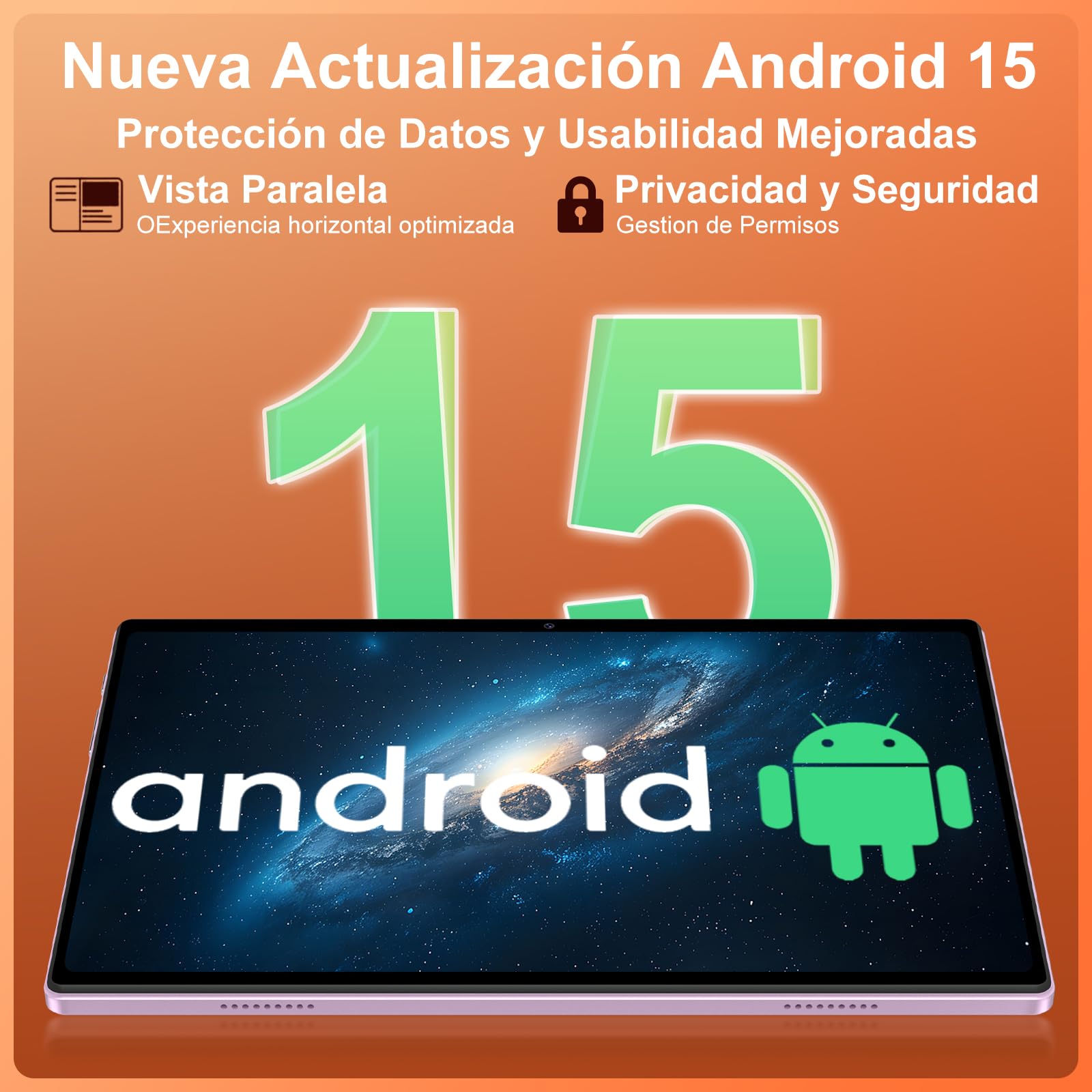 Tablet Android 15, 30GB RAM 128GB ROM(TF 2TB Expandible), 10 Pulgadas, 8000mAh, WIFI 5G, GPS/BT5.0/OTG, Face ID, Widevine L1, Tableta de Cuerpo Metálico con Teclado, Mouse y Funda Protectora -Violeta