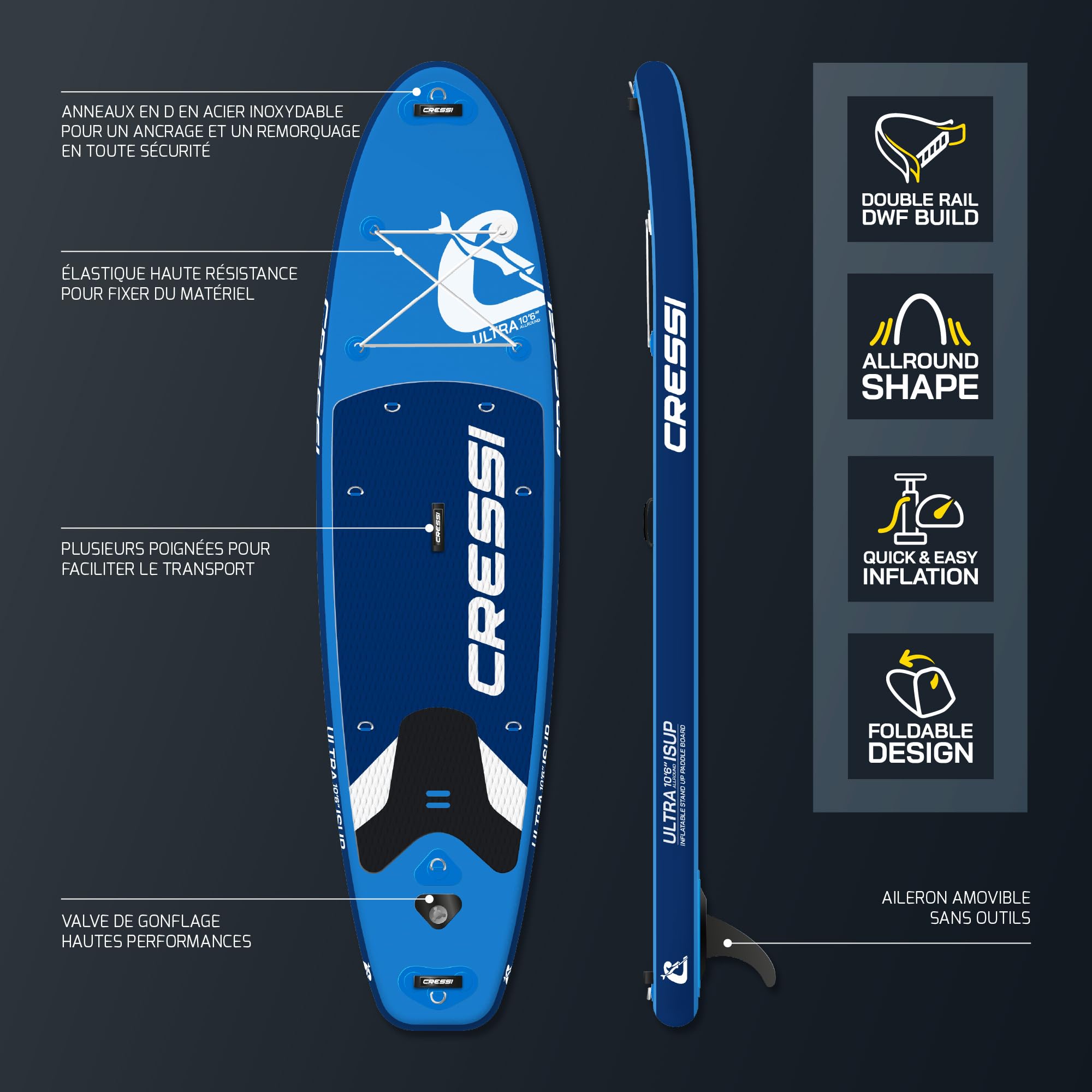 CRESSI Depuis 1946 Ultra Isup Set Paddle Gonflable Adulte 10'6"