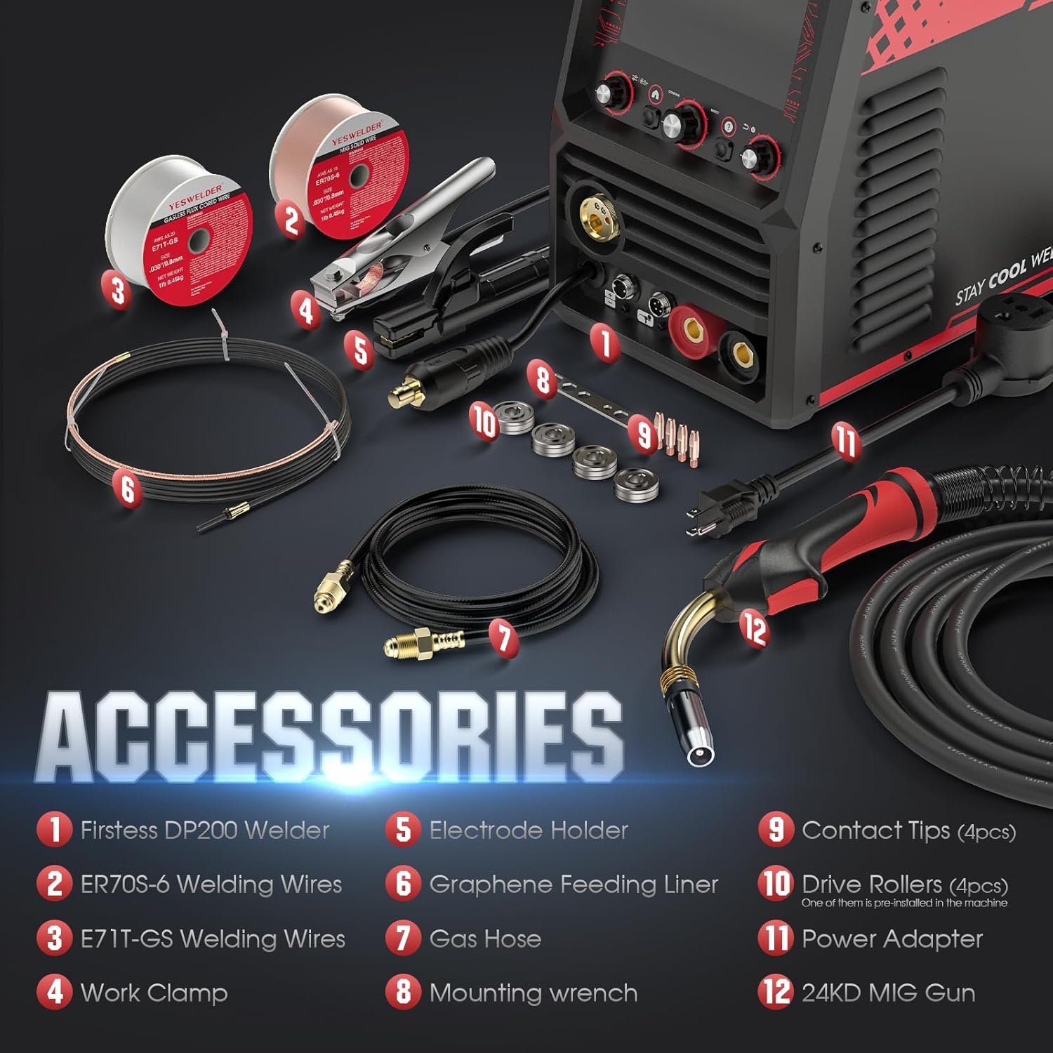 YESWELDER Firstess DP200 Dual Pulse,7-Inch LCD Screen 120/240V Dual Voltage MIG Welder,MIG/Pulsed MIG/Flux Core/Spool Gun MIG/Lift TIG/Stick Multiprocess Welding Machine