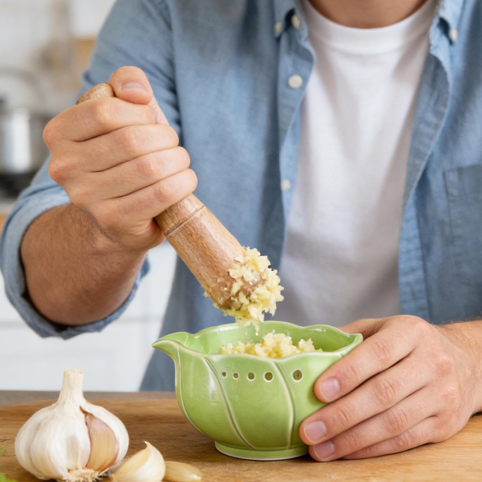 Knoblauchreibe Salatschüssel – Manuelles Küchenzubehör, Ingwer-Reibeschüssel, für Hobbyköche, Kochbegeisterte, Saucen, Marinaden, Dressings, tägliche Mahlzeiten, Damen, Herren, Camping, Wohnheim
