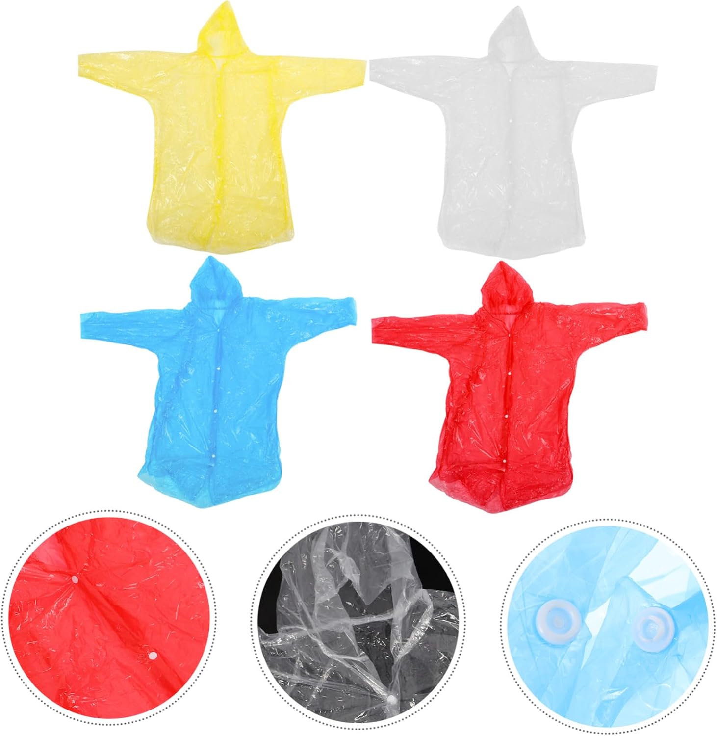 4pcs Disposable Rain Poncho Hooded Raincoat for Boys and Girls PE