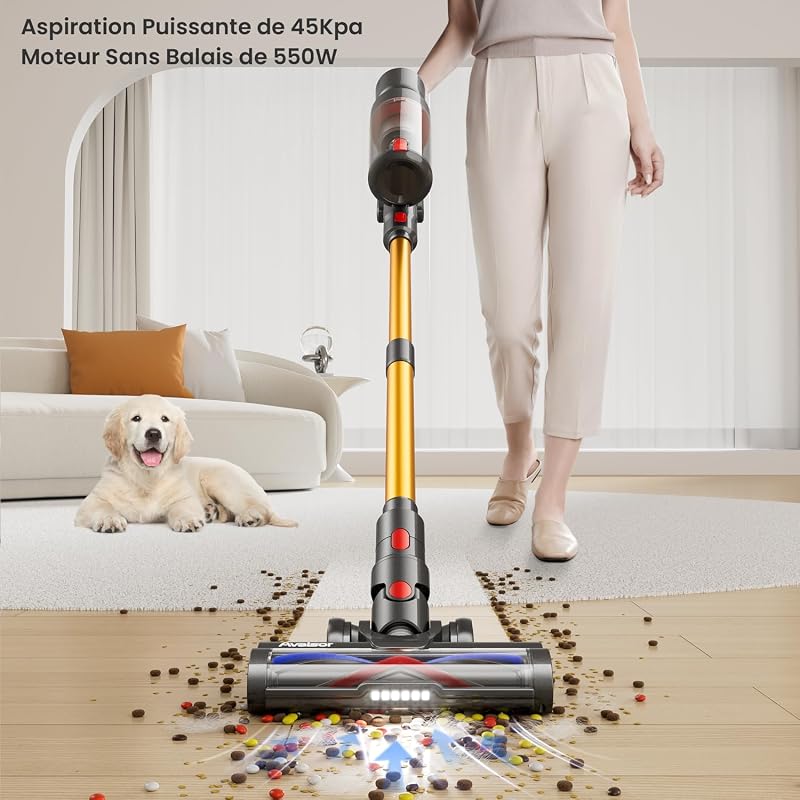 Avalsor 45000 Pa Vezeték Nélküli Porszívó 550W, 70 Perc Üzemidő, LED Kijelző