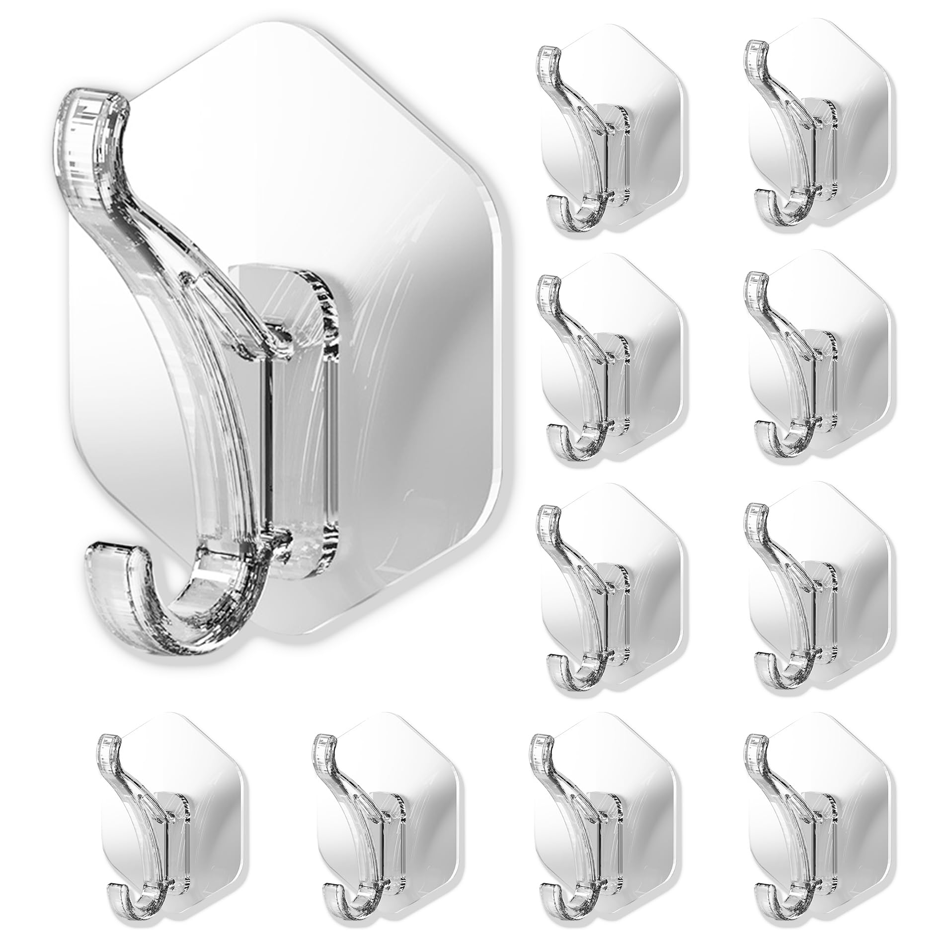 10 Pcs Coat Hooks, Adhesive Coat Hooks, Self Adhesive Hooks, No-Nail Hook, Sticky Hooks for Hanging, Multipurpose Coat Hooks, Strong Sticky Hooks, Door Hooks,for Hanging Coat, Hat, Scarf, Robe and Bag
